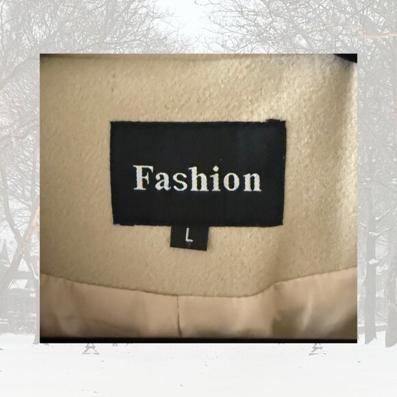 NEW Beige Wool Blend Pea Trench Coat - Picture 6 of 9